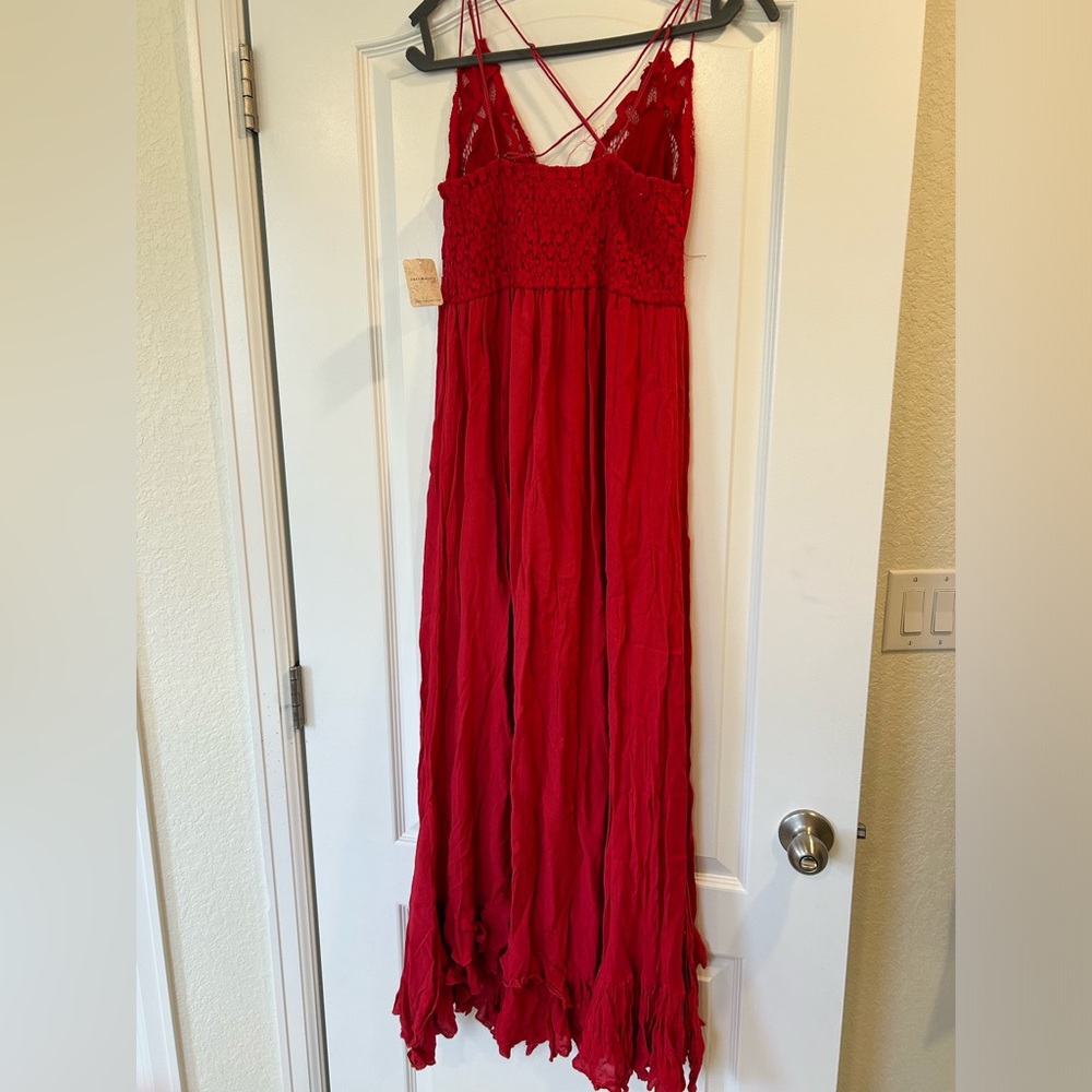 NWT Free People Adella Red Maxi Slip Dress - Picture 9 of 10